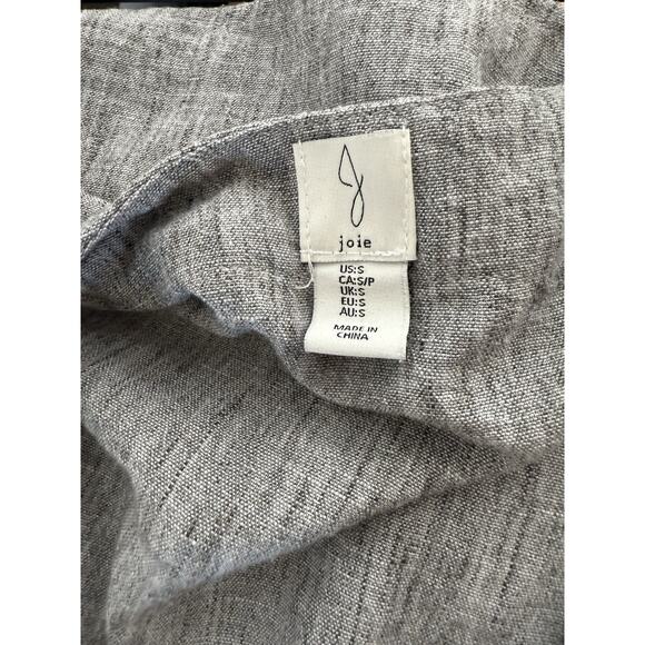 Joie Gray Linen Top S Oversized Minimalist Lagenlook Drapey V Neck Boho - Picture 4 of 4